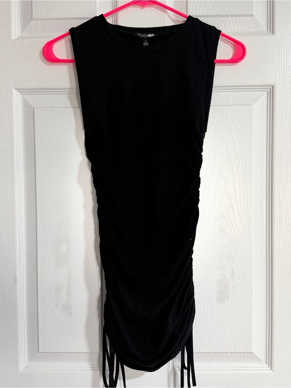 Fashion Nova Black Sleeveless Ruched Mini Dress
